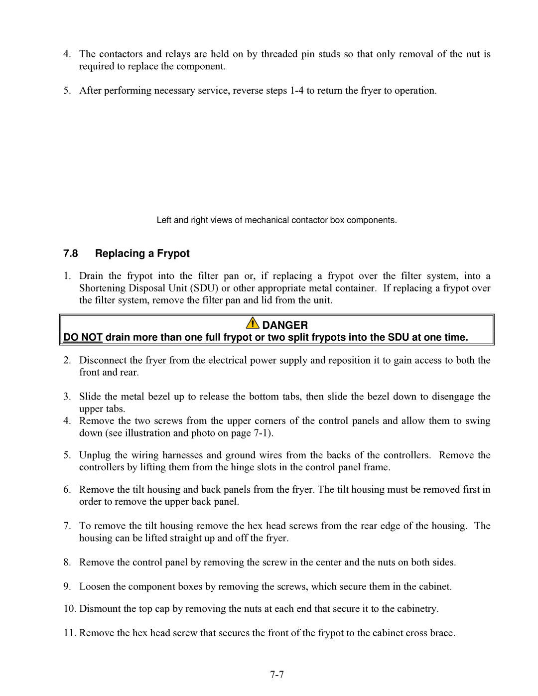 Frymaster 8196203 manual Replacing a Frypot 