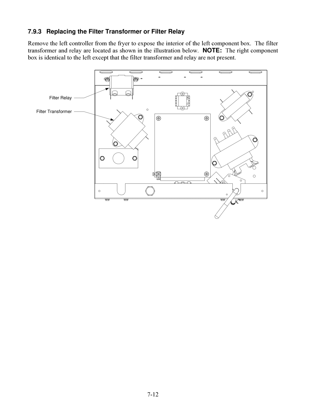 Frymaster 8196203 manual Replacing the Filter Transformer or Filter Relay 