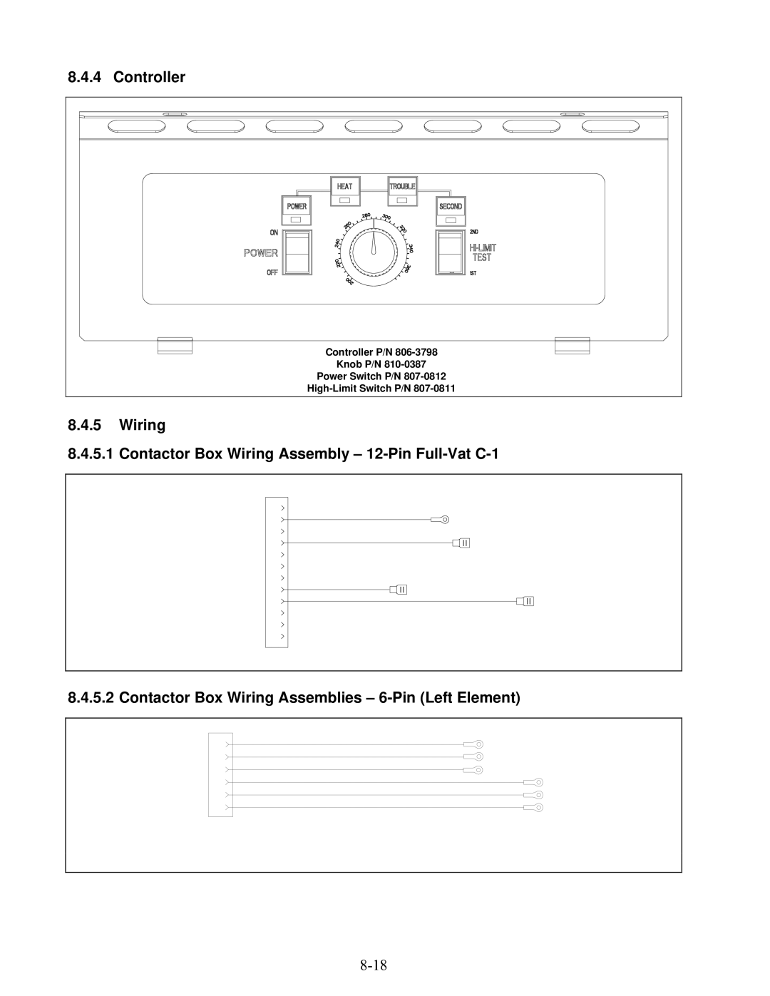 Frymaster 8196203 manual Controller, Contactor Box Wiring Assembly 12-Pin Full-Vat C-1 