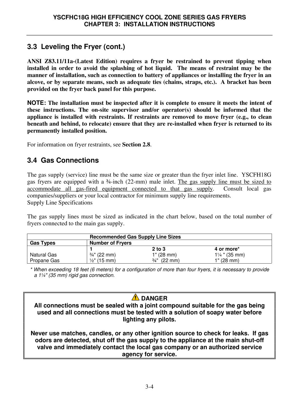 Frymaster *8196329* manual Gas Connections 