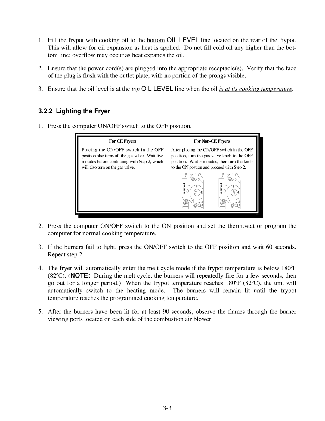 Frymaster 8196339 operation manual Lighting the Fryer, Press the computer ON/OFF switch to the OFF position 