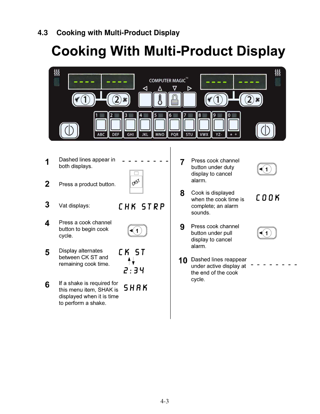 Frymaster 8196339 operation manual Cooking with Multi-Product Display 