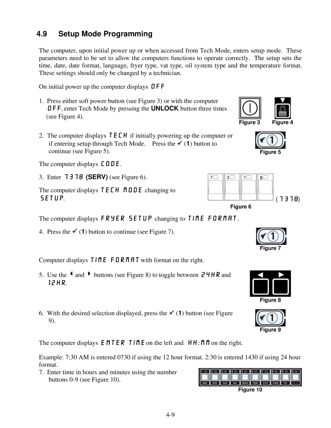 Frymaster 8196339 operation manual Setup Mode Programming, 7378, 12hr 