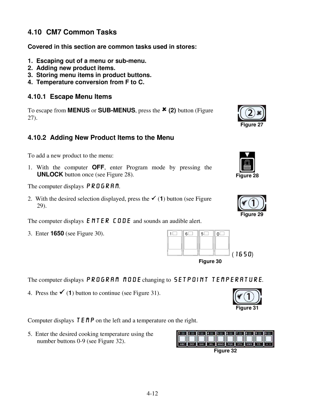 Frymaster 8196339 operation manual 10 CM7 Common Tasks, 1650 