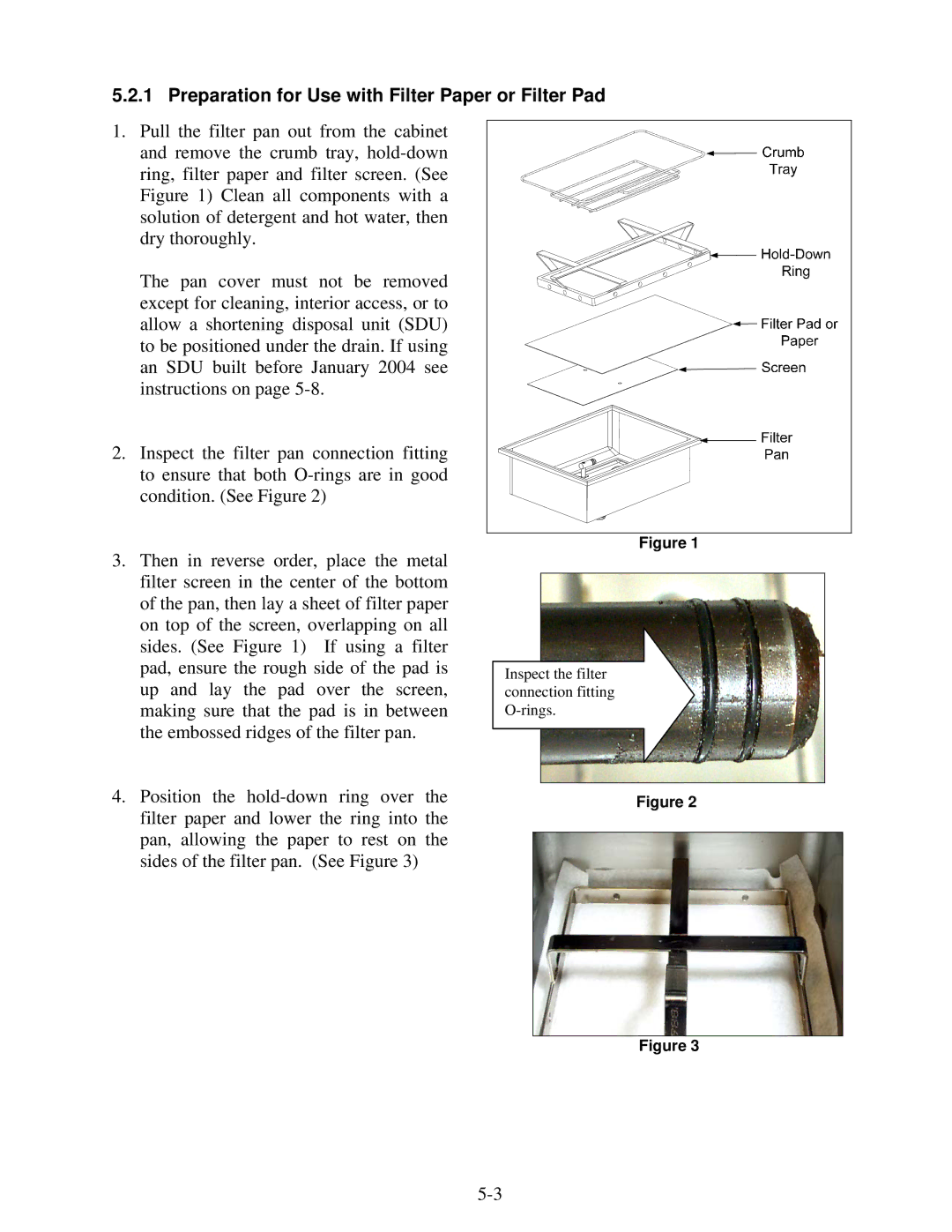 Frymaster 8196339 operation manual Preparation for Use with Filter Paper or Filter Pad 