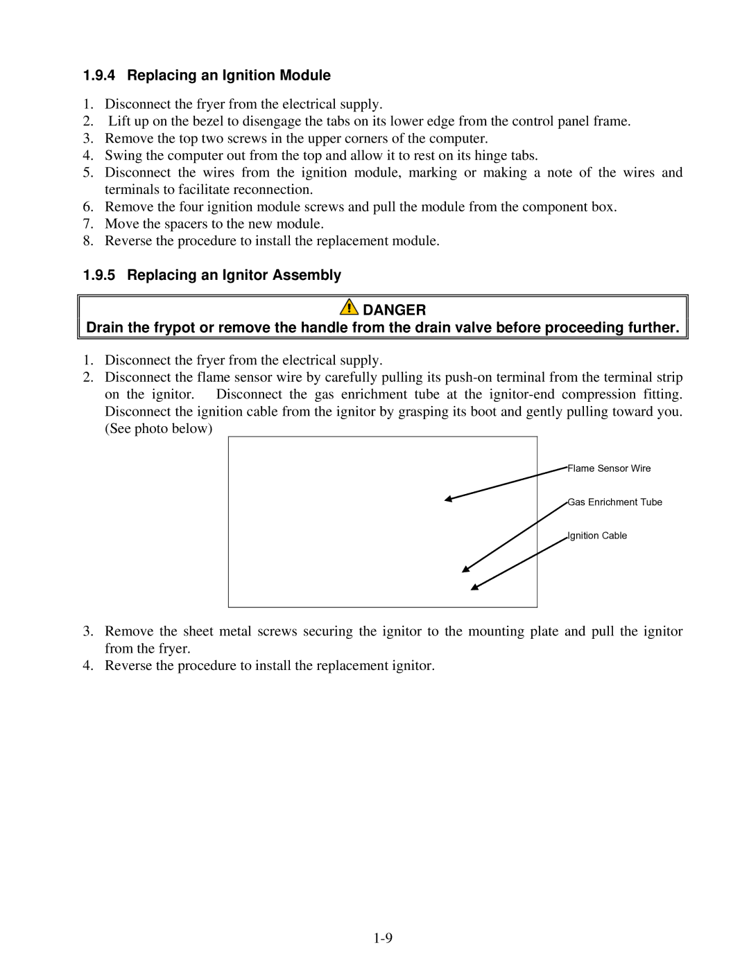 Frymaster 8196345 manual Replacing an Ignition Module 