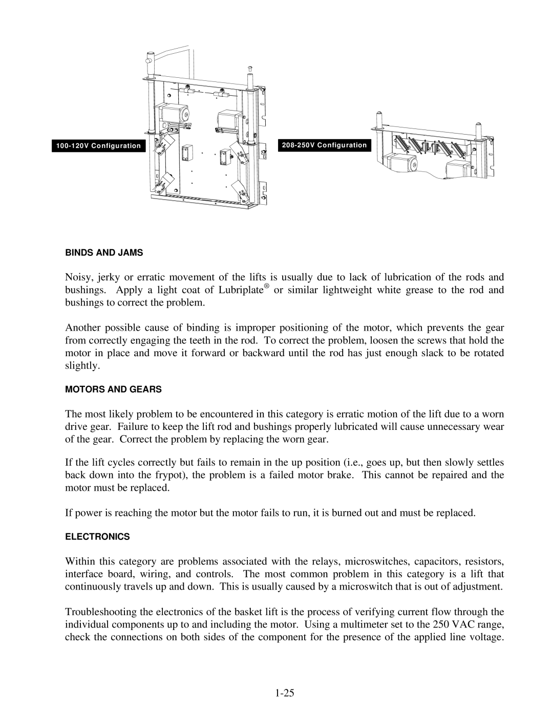 Frymaster 8196345 manual Binds and Jams 