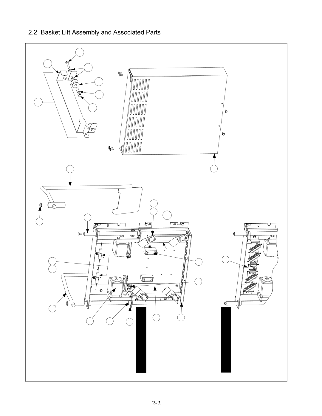 Frymaster 8196345 manual Basket Lift Assembly and Associated Parts 