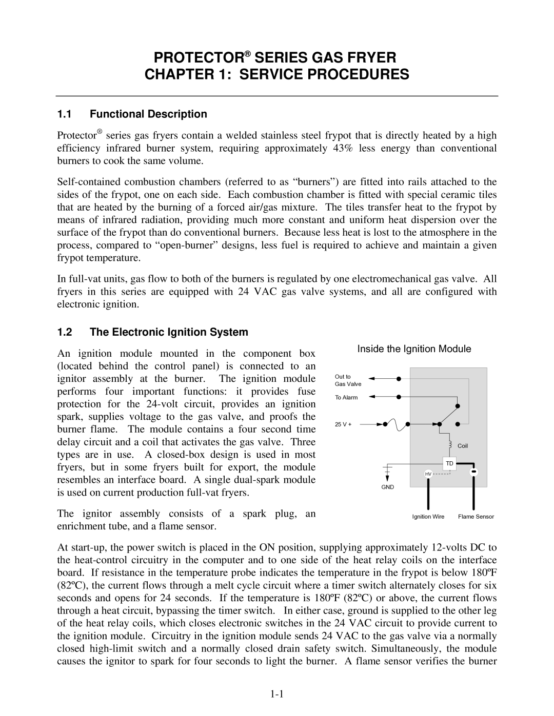 Frymaster 8196345 manual Functional Description, Electronic Ignition System 