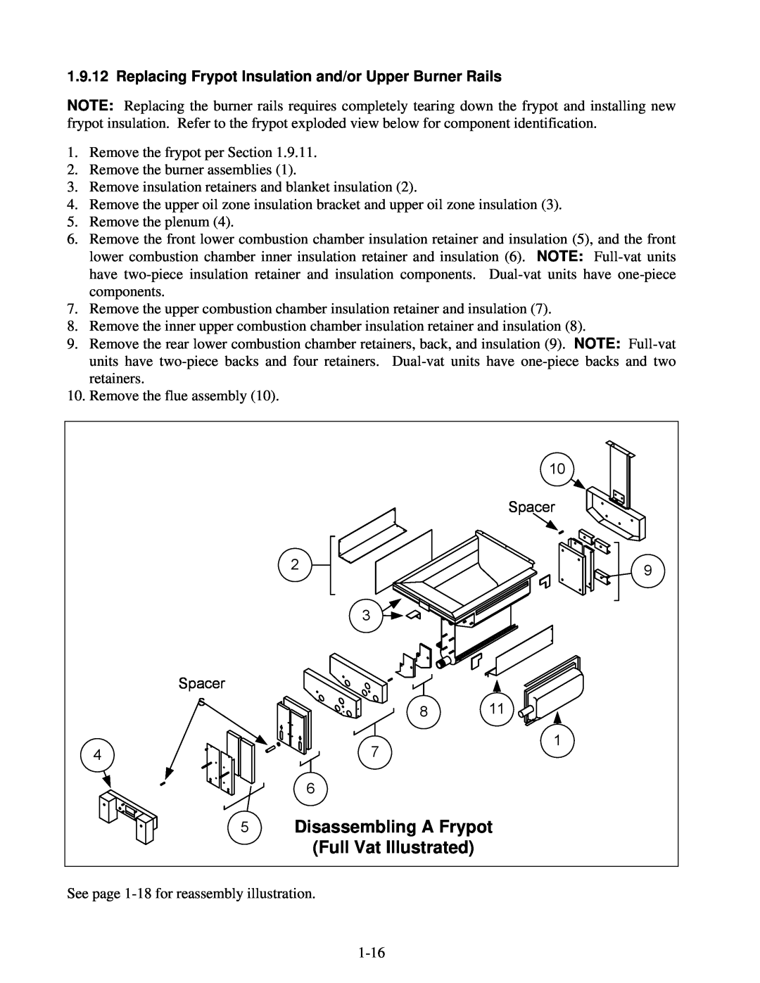 Frymaster 8196345 manual Disassembling A Frypot, Full Vat Illustrated 