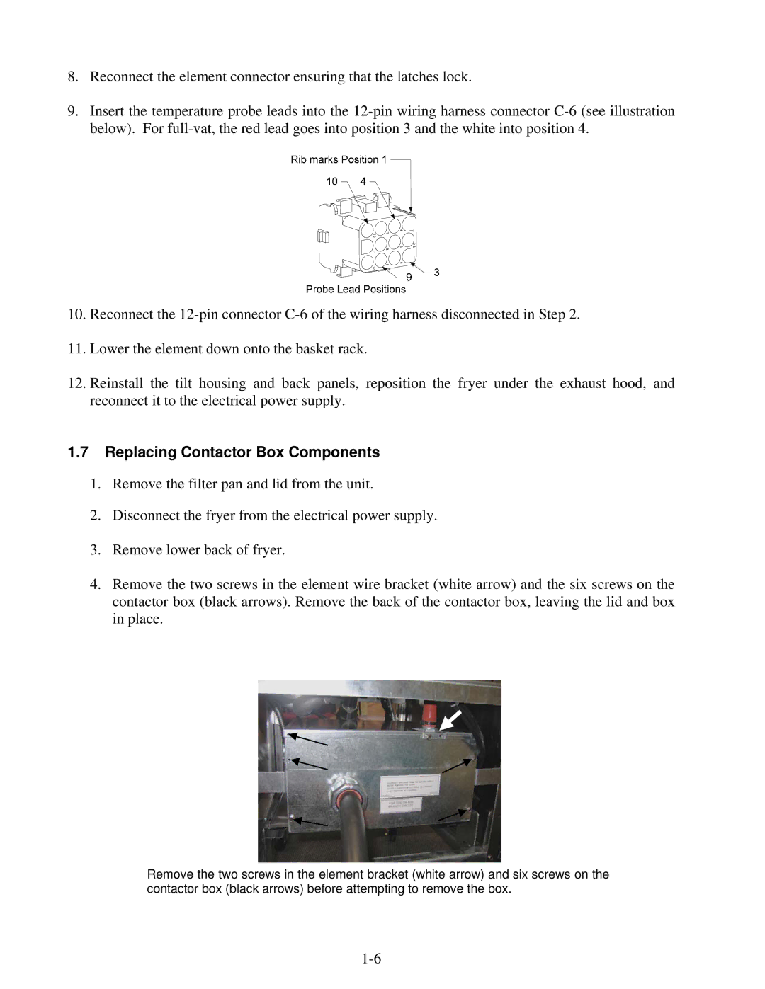 Frymaster 8196428 manual Replacing Contactor Box Components 