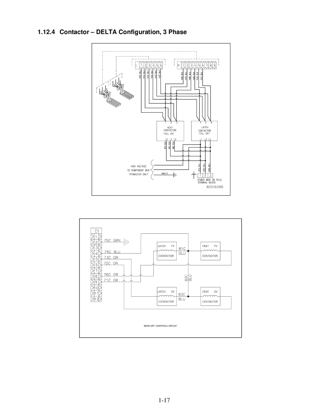 Frymaster 8196428 manual Contactor Delta Configuration, 3 Phase 