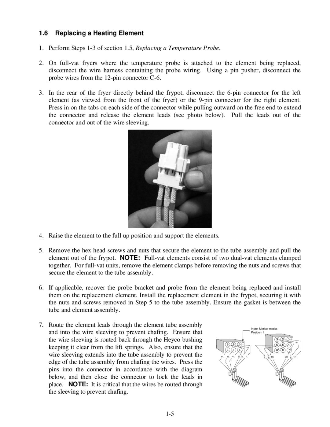 Frymaster 8196428 manual Replacing a Heating Element 