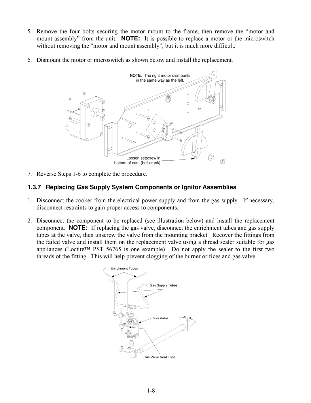 Frymaster 8196692 manual Replacing Gas Supply System Components or Ignitor Assemblies 