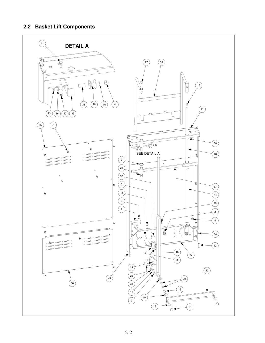 Frymaster 8196692 manual Basket Lift Components, Detail a 