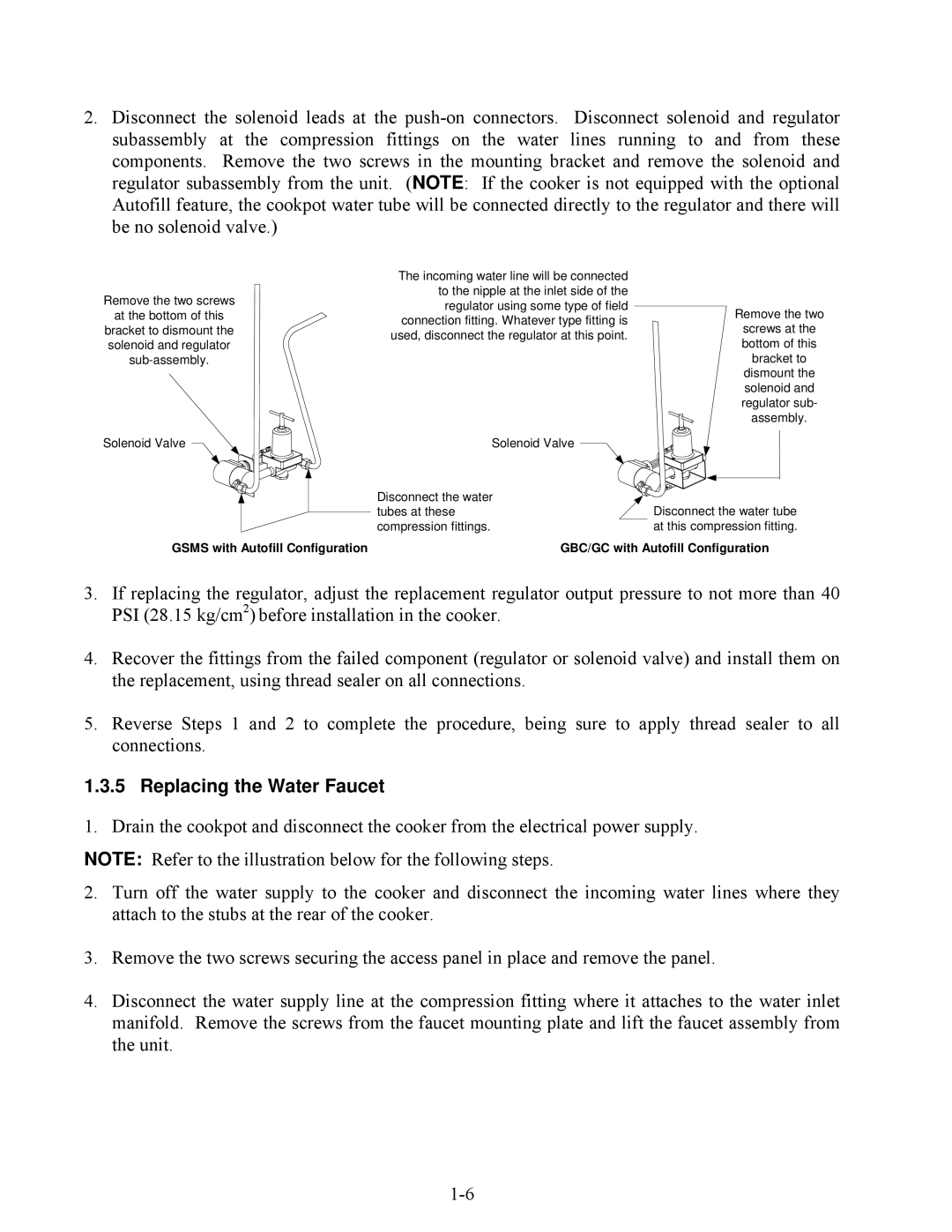 Frymaster 8196692 manual Replacing the Water Faucet 