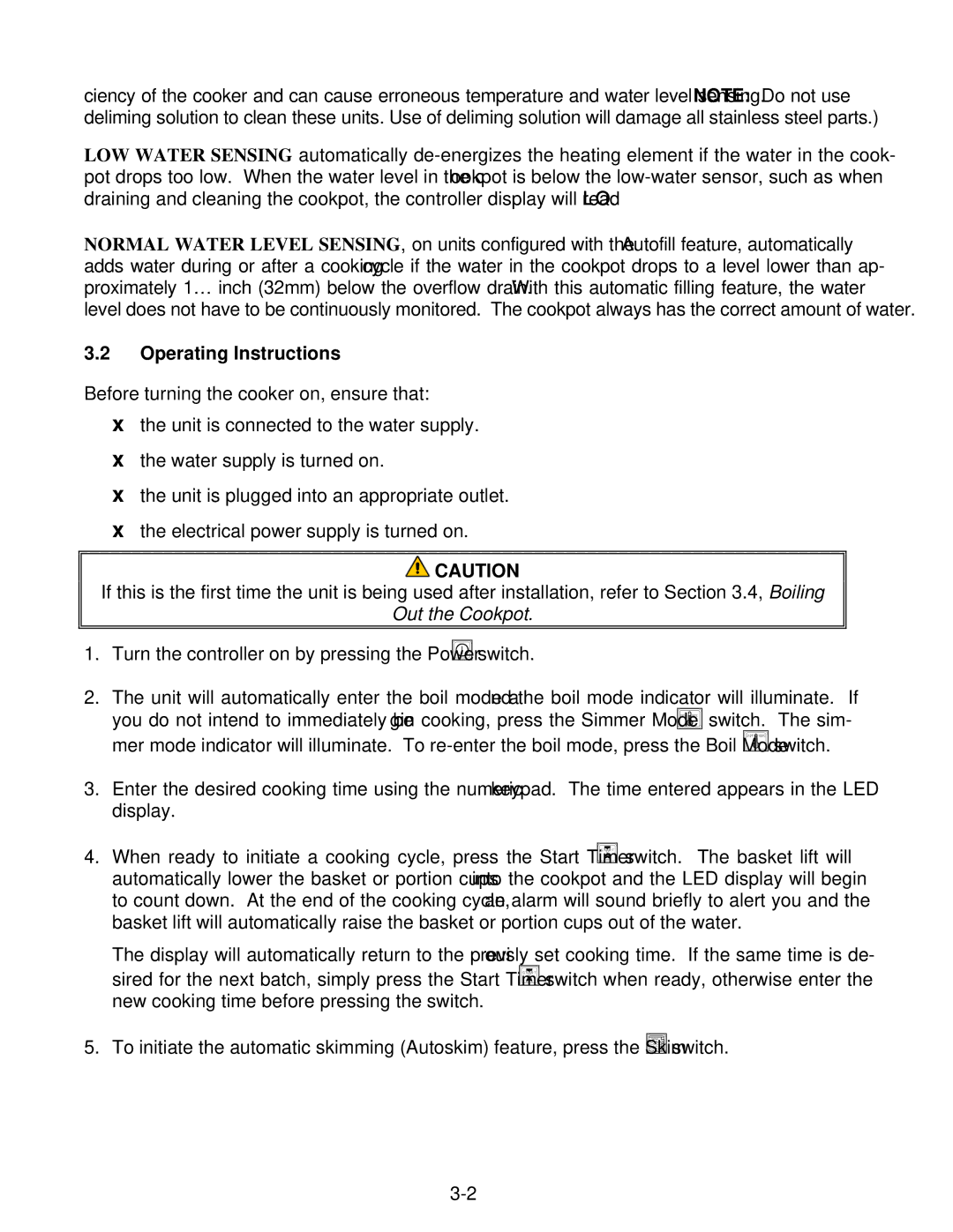 Frymaster 8C, 8SMS, 8BC manual Operating Instructions, Out the Cookpot 