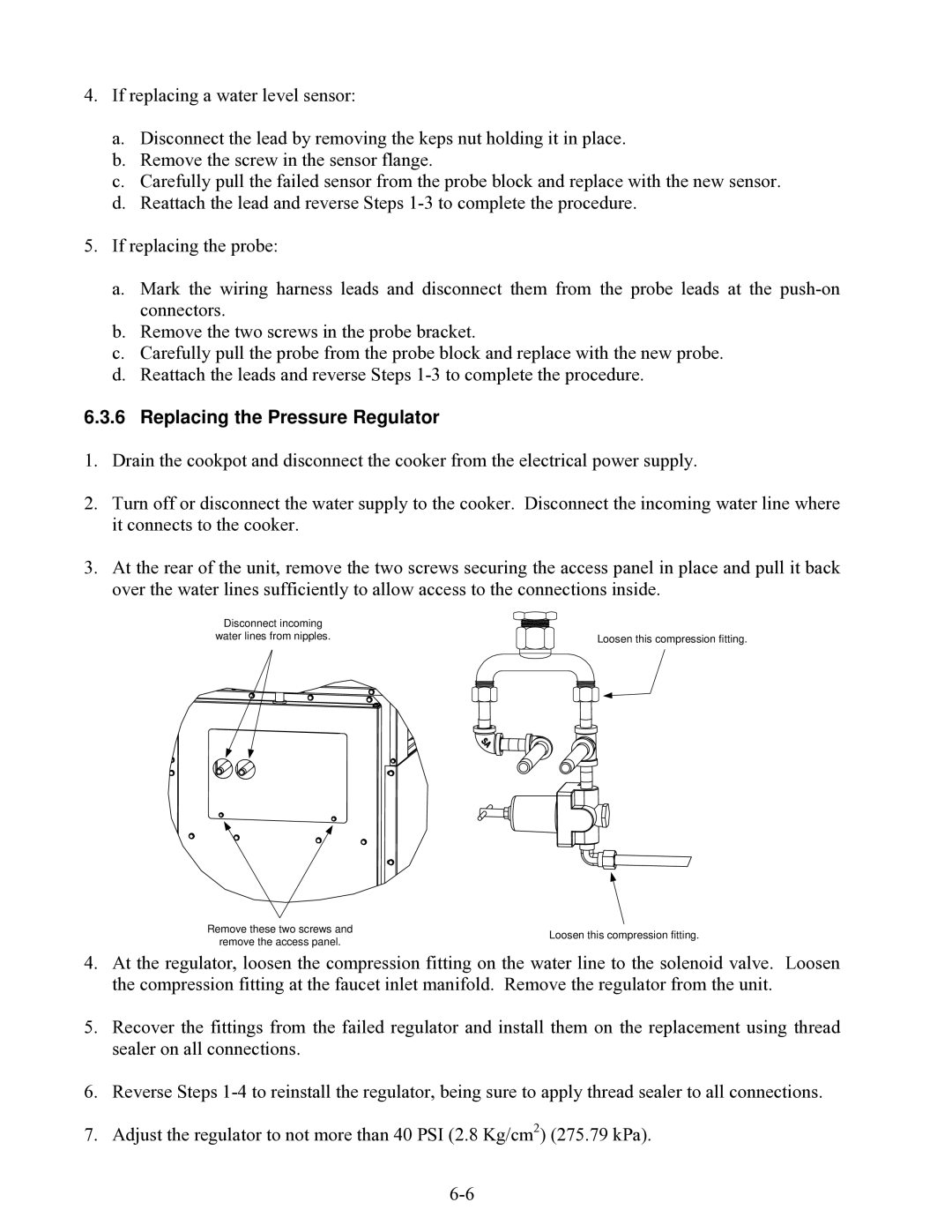 Frymaster 8BC, 8SMS, 8C manual Replacing the Pressure Regulator 