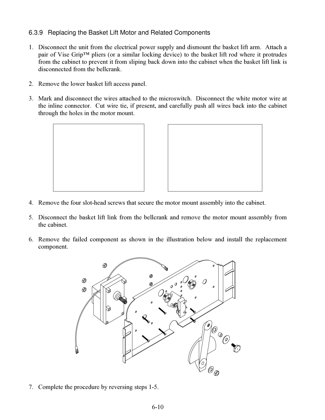 Frymaster 8C, 8SMS, 8BC manual Replacing the Basket Lift Motor and Related Components 