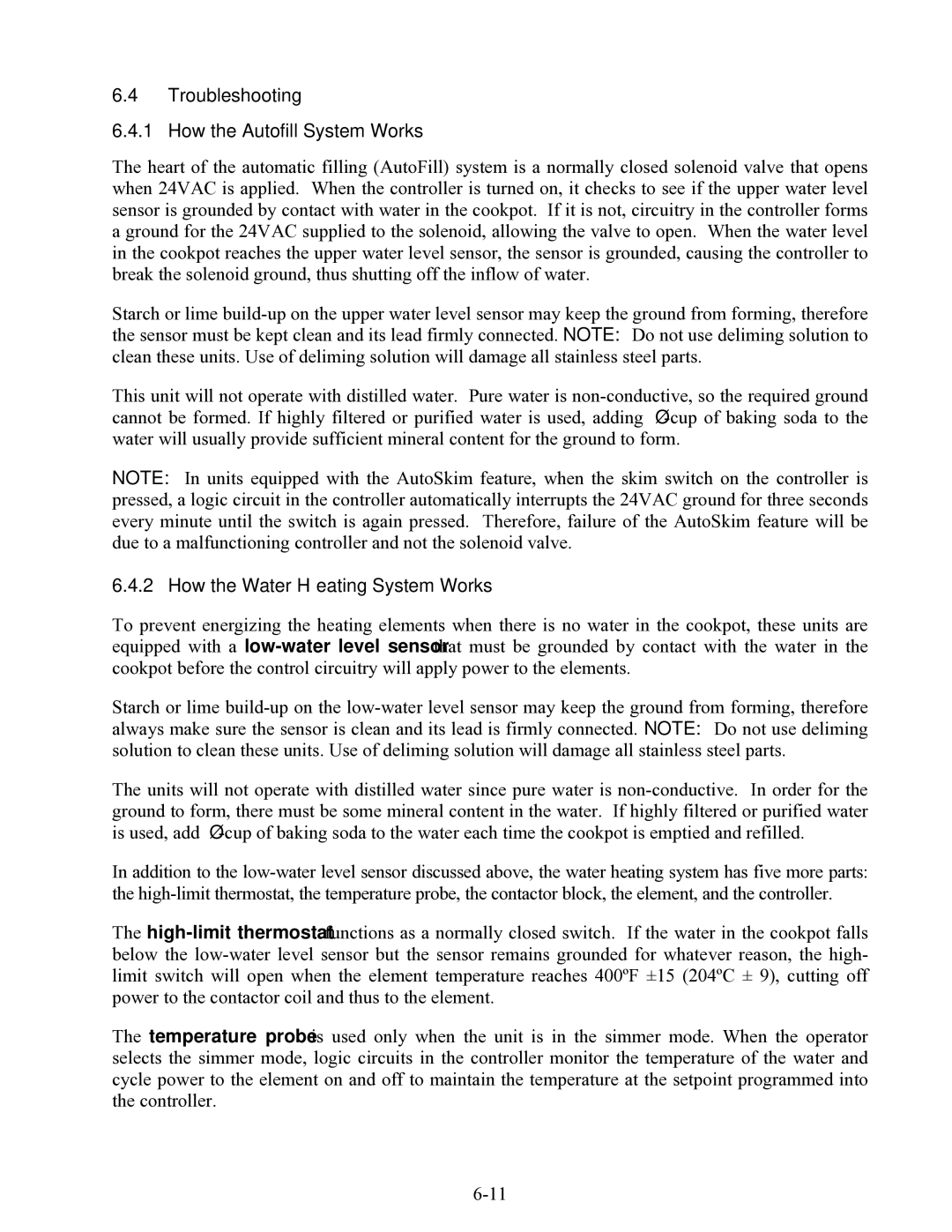 Frymaster 8SMS, 8BC, 8C manual Troubleshooting How the Autofill System Works, How the Water Heating System Works 