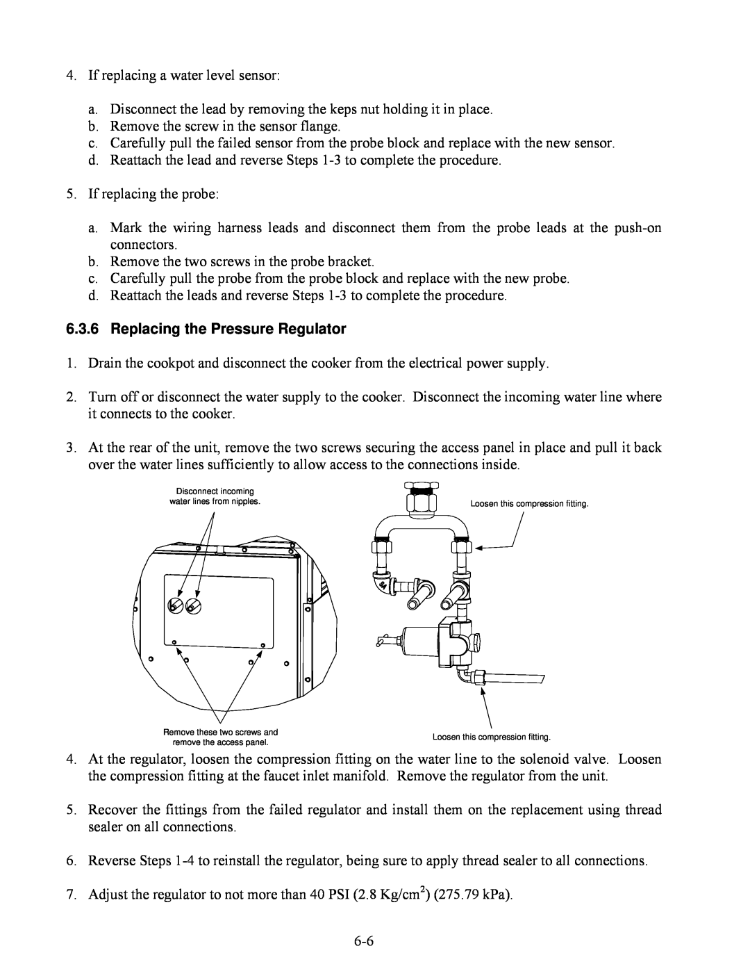 Frymaster 8BC, 8SMS, 8C manual Replacing the Pressure Regulator 