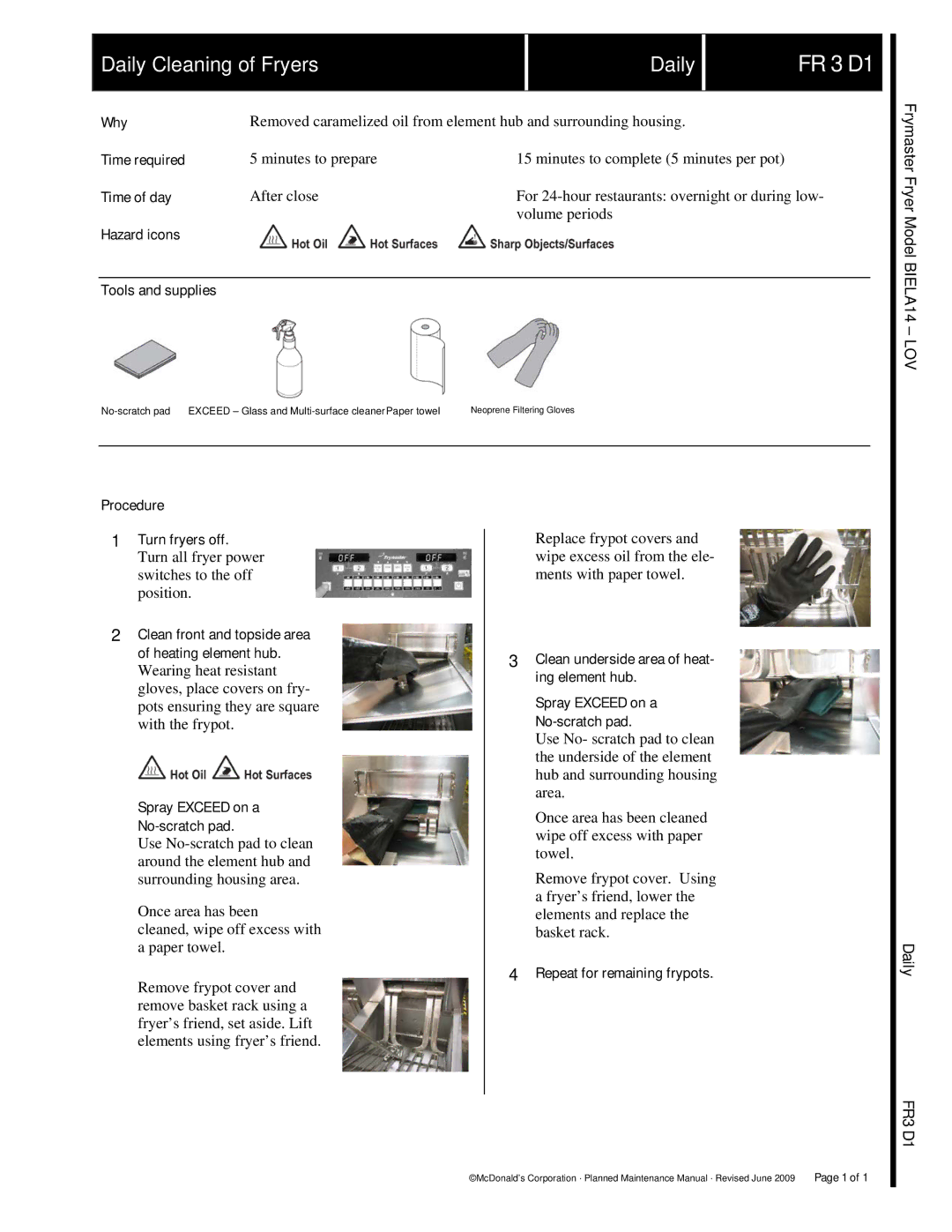 Frymaster BIELA14, BIGLA30 manual FR 3 D1 