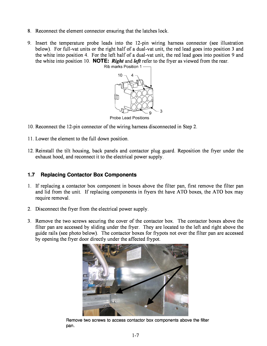Frymaster BIELA14 manual 1.7Replacing Contactor Box Components 