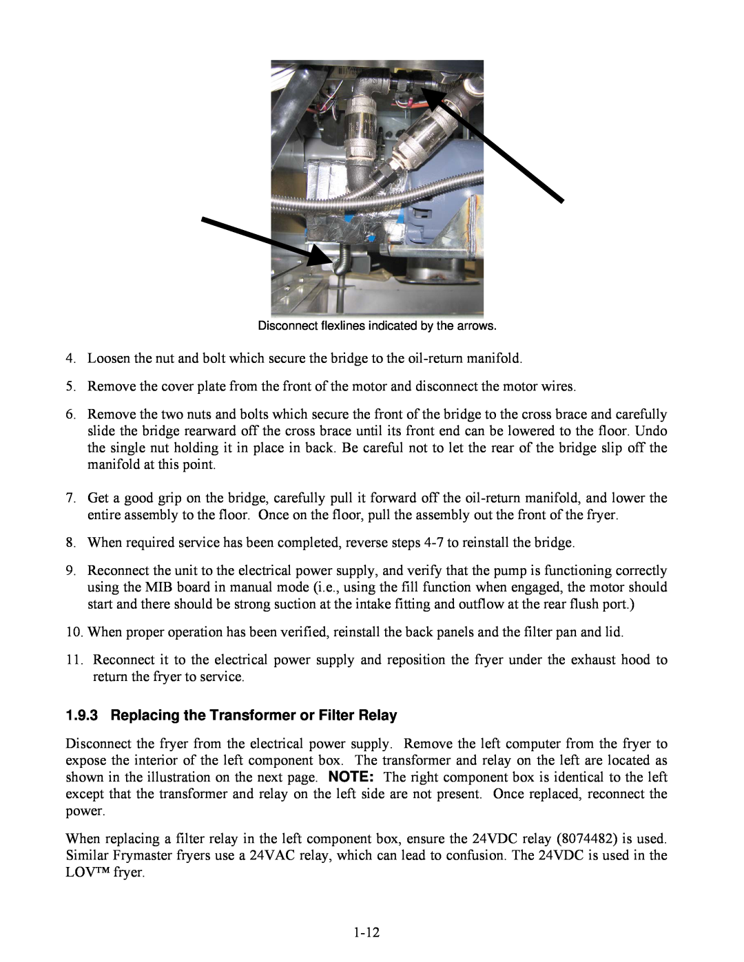 Frymaster BIELA14 manual Replacing the Transformer or Filter Relay 