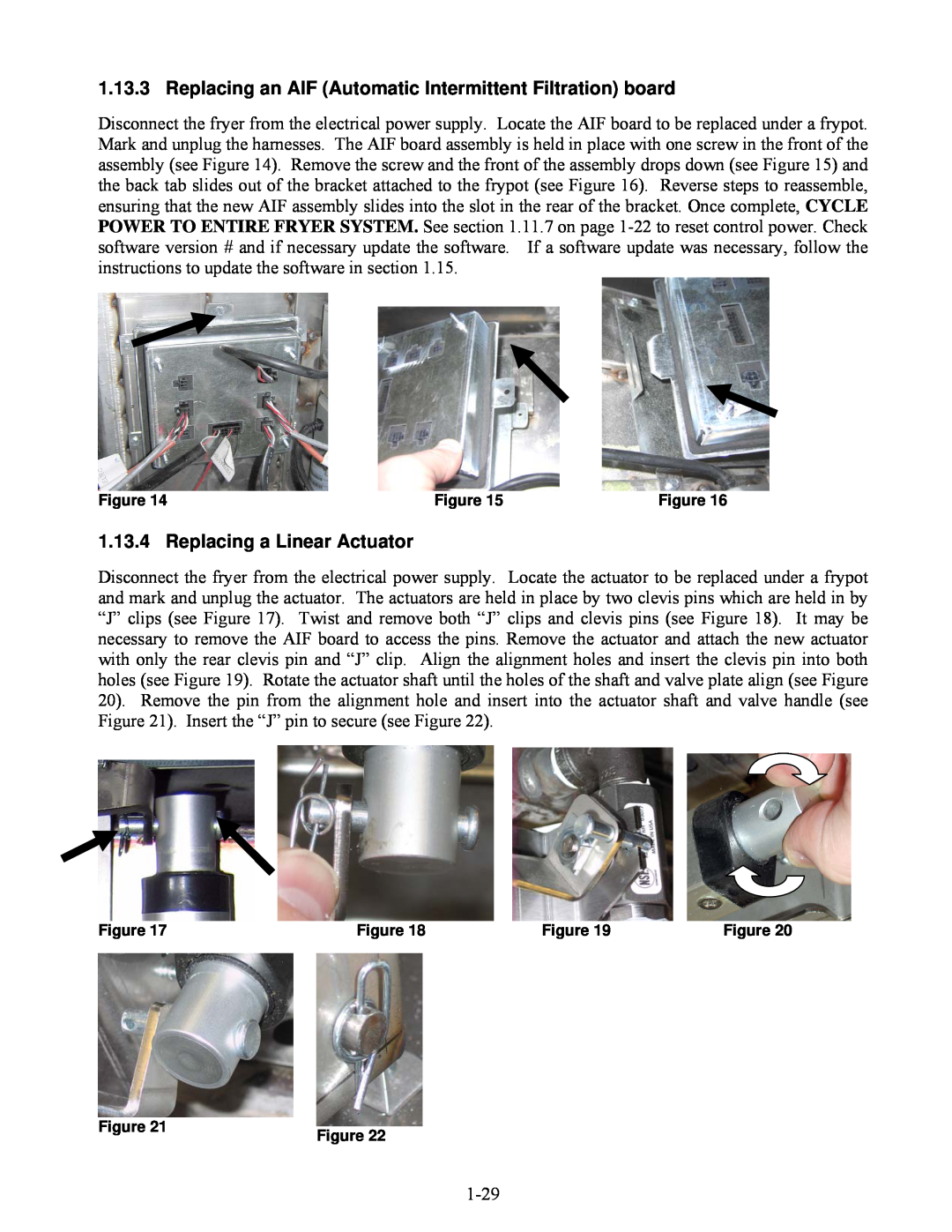 Frymaster BIELA14 manual Replacing a Linear Actuator 