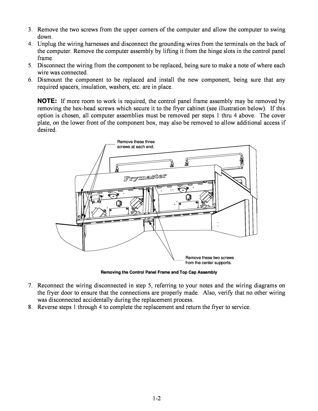 Frymaster BIELA14 manual Remove the two screws from the upper corners of the computer and allow the computer to swing down 