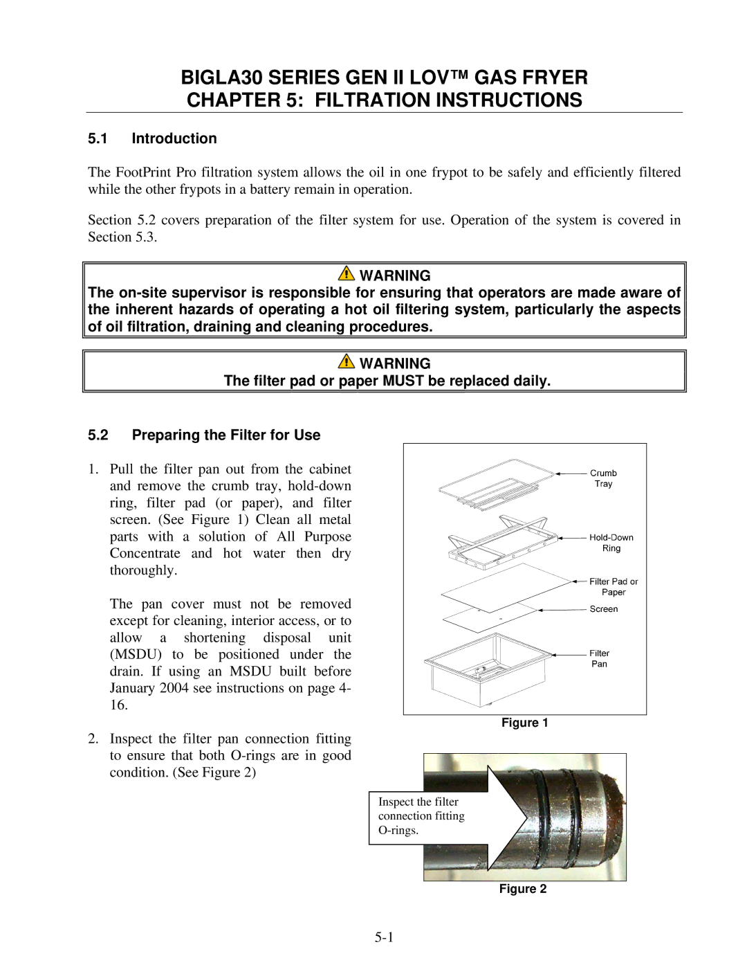 Frymaster warranty BIGLA30 Series GEN II LOV GAS Fryer Filtration Instructions, Introduction 