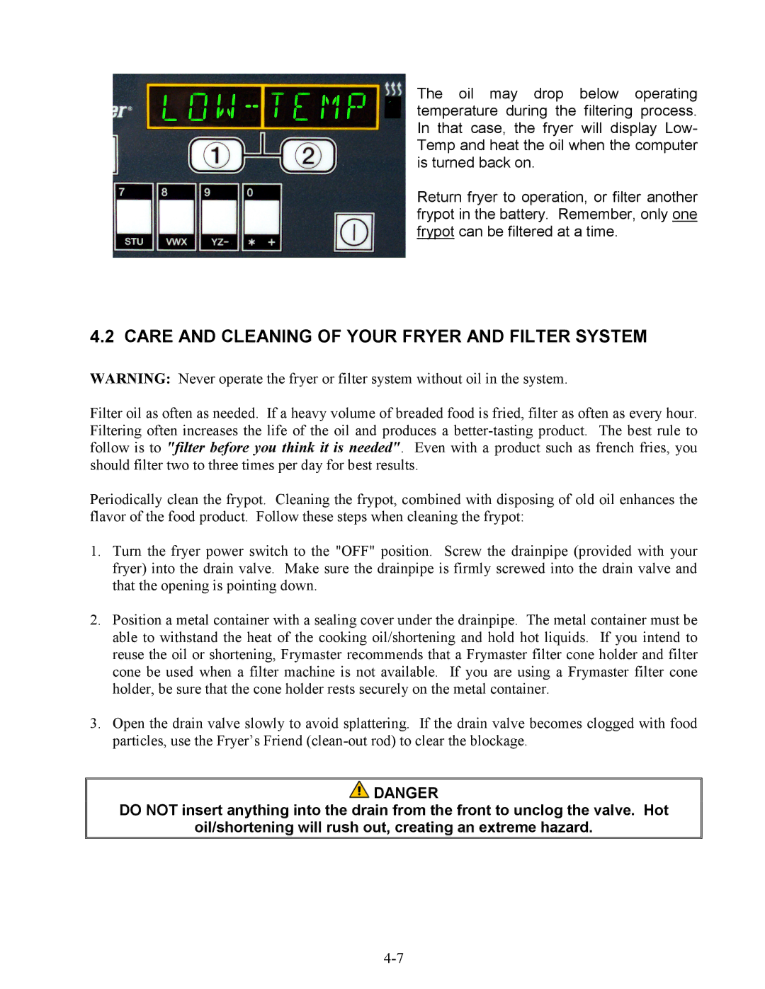 Frymaster BIH14, MH14 warranty Care and Cleaning of Your Fryer and Filter System 