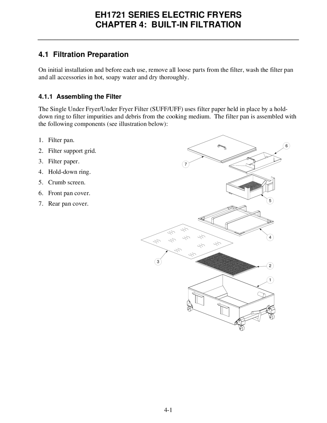 Frymaster BIH1721, FPH1721 operation manual Filtration Preparation, Assembling the Filter 