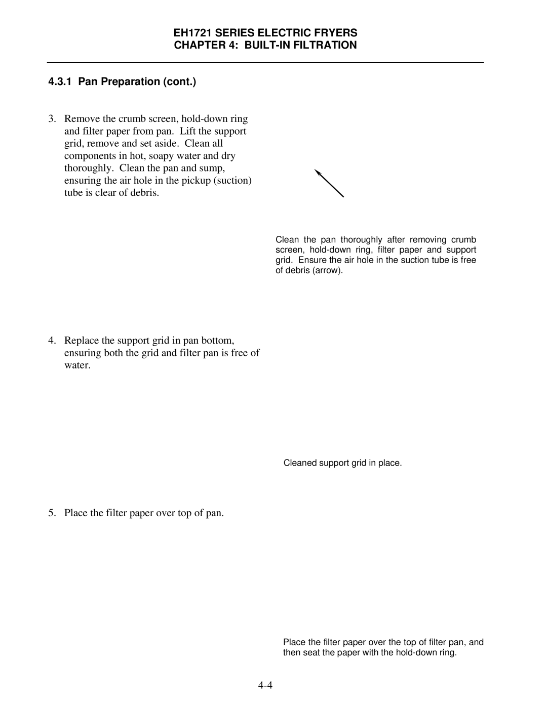 Frymaster FPH1721, BIH1721 operation manual Place the filter paper over top of pan 