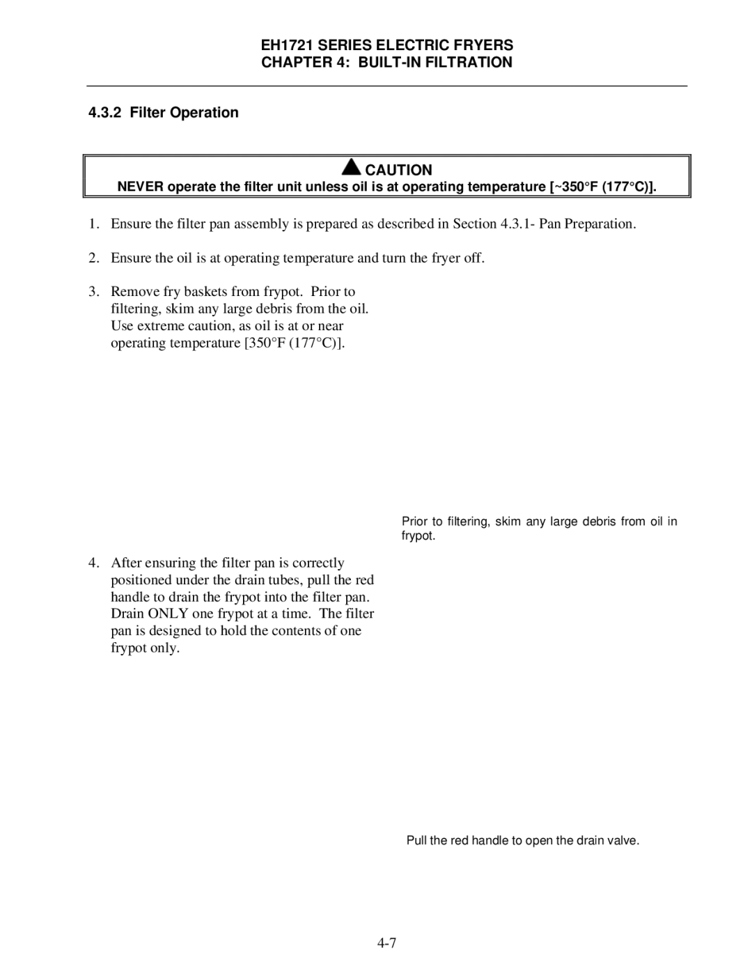 Frymaster BIH1721, FPH1721 operation manual Filter Operation 