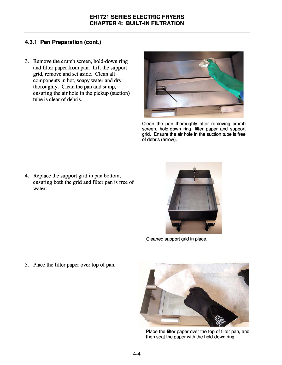 Frymaster FPH1721, BIH1721 operation manual Place the filter paper over top of pan 
