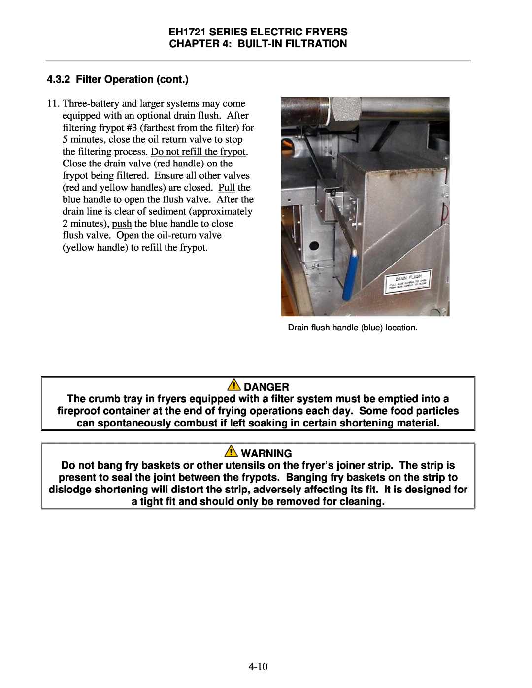 Frymaster FPH1721, BIH1721 operation manual 4-10 