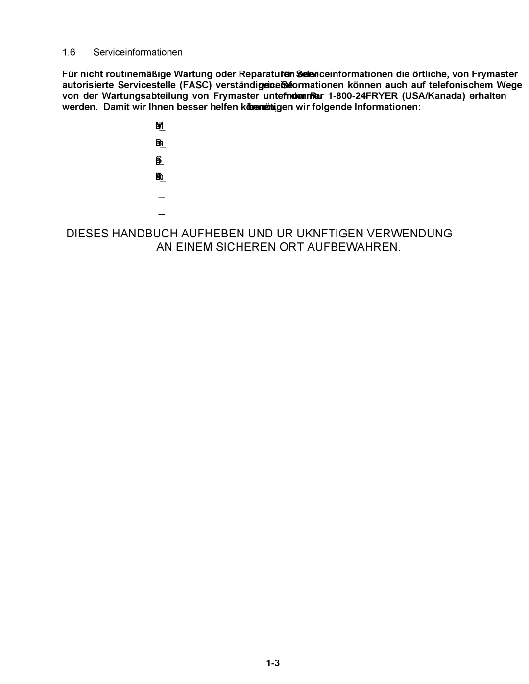 Frymaster BIPH/MPH14 manual Serviceinformationen 