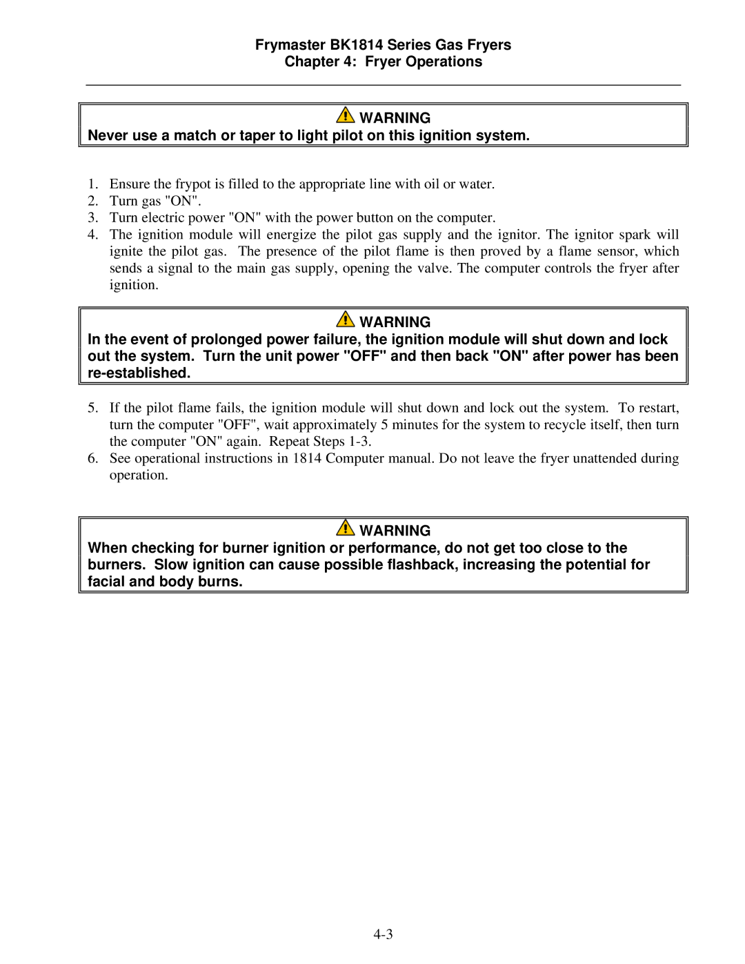 Frymaster BK1814 operation manual 