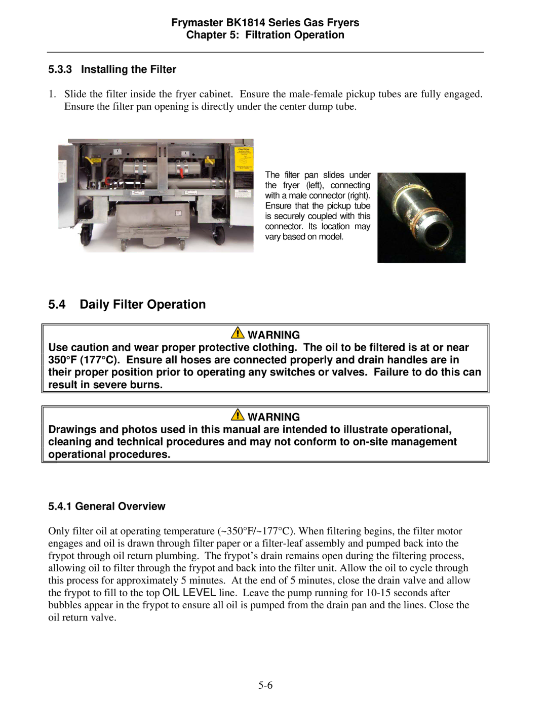 Frymaster BK1814 operation manual Daily Filter Operation 