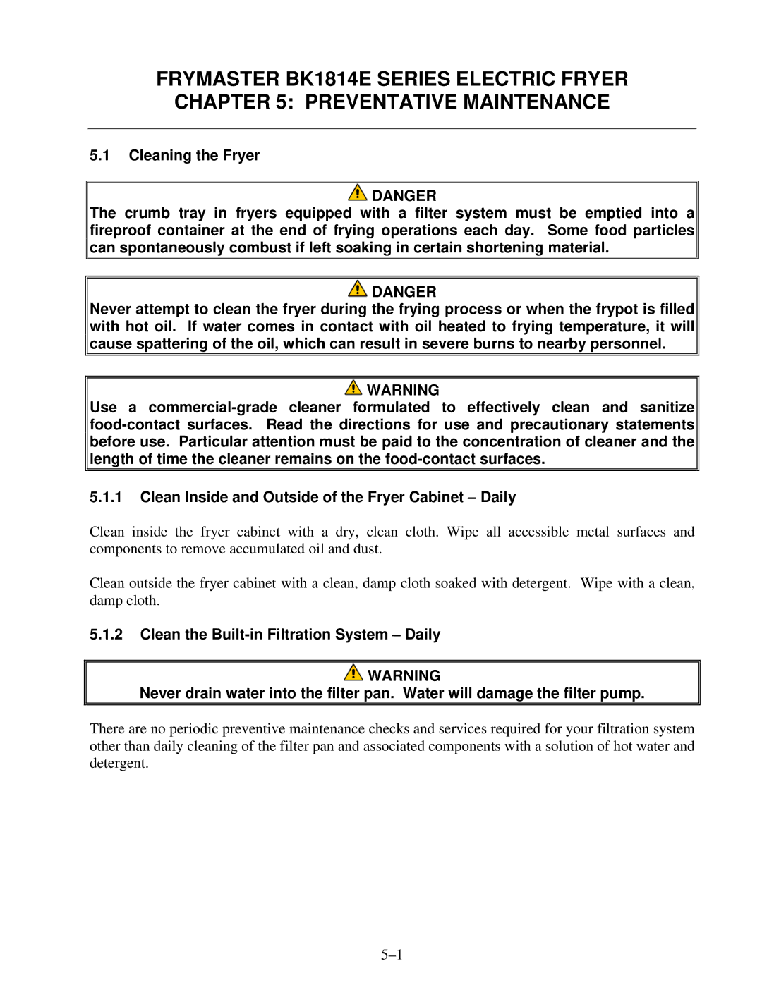 Frymaster BK1814E operation manual 