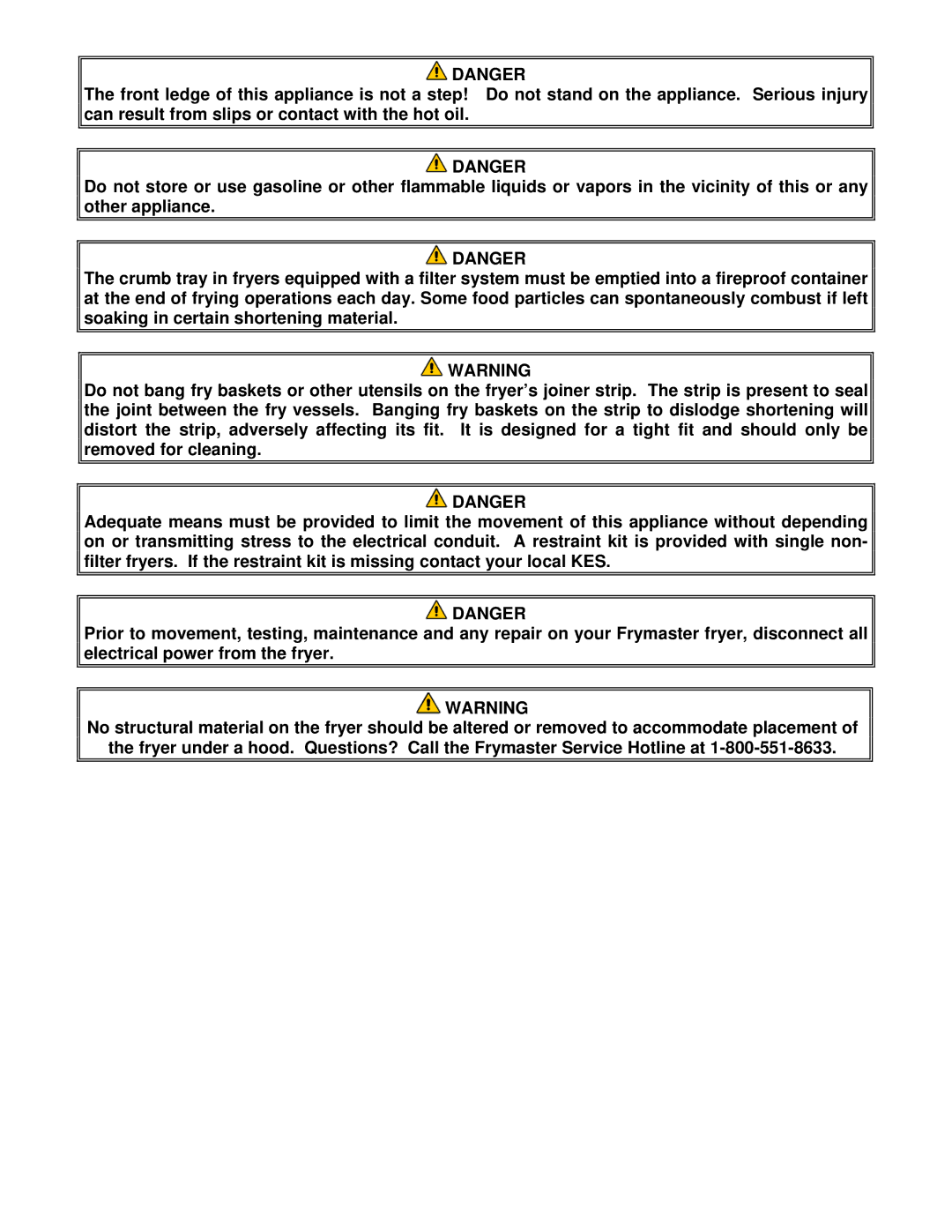 Frymaster BK1814E operation manual 