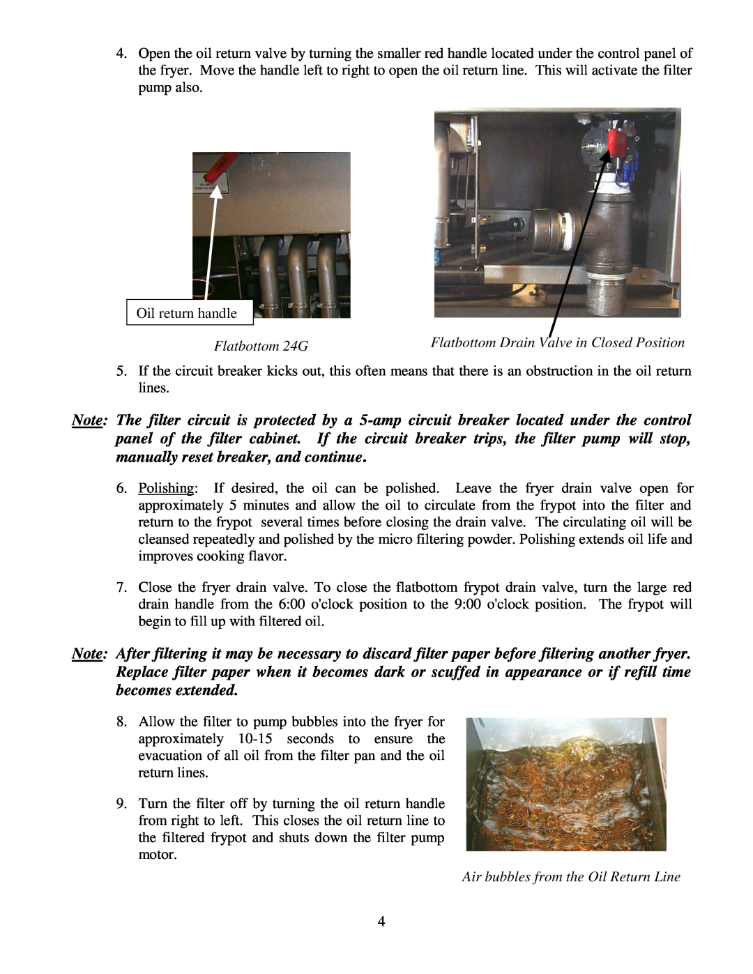 Frymaster CE operation manual Oil return handle 