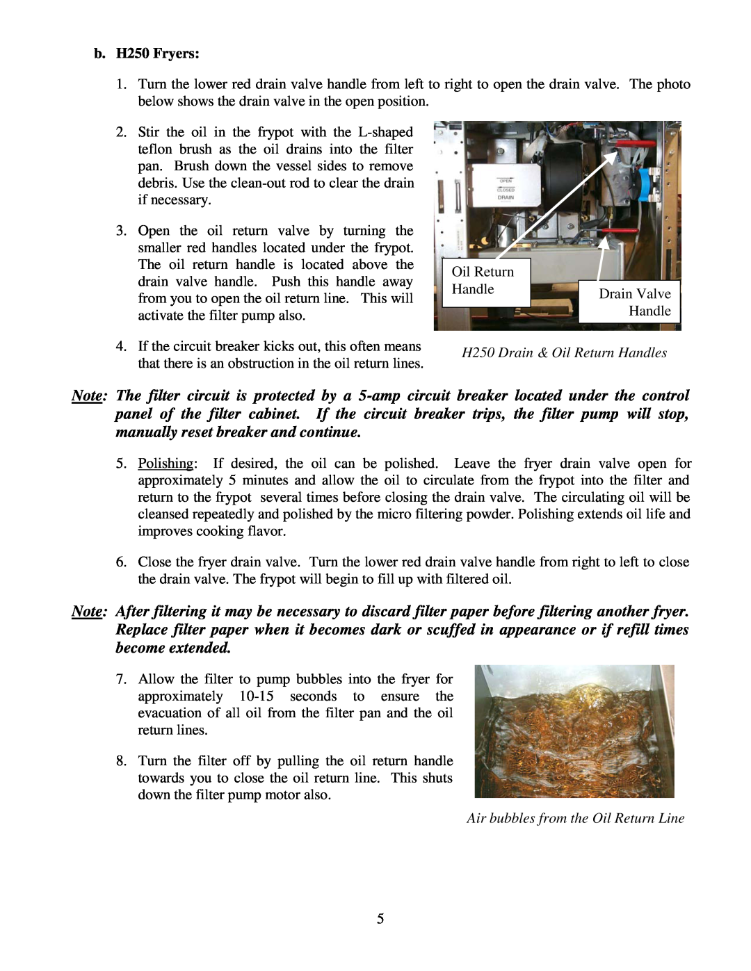Frymaster CE operation manual b. H250 Fryers 