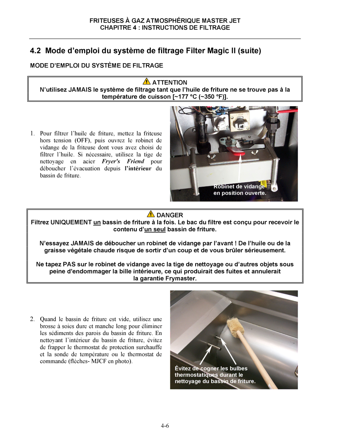 Frymaster CF manual Mode D’EMPLOI DU Système DE Filtrage 