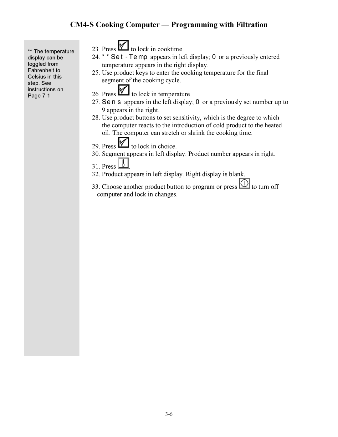 Frymaster cm45 s operation manual CM4-S Cooking Computer Programming with Filtration 