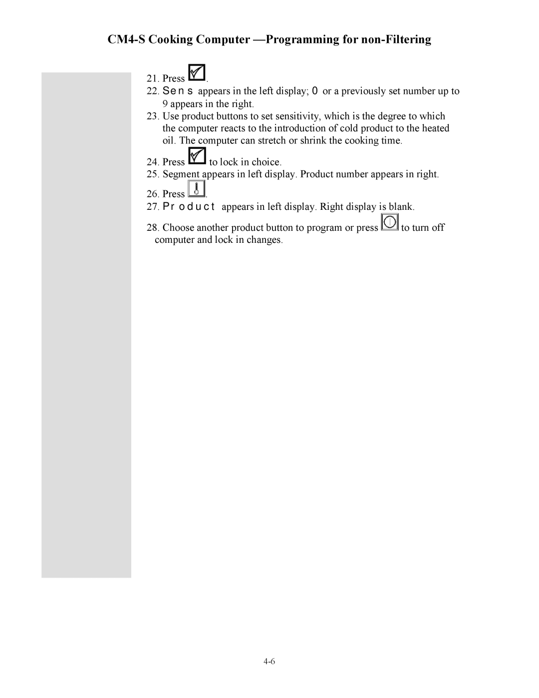 Frymaster cm45 s operation manual CM4-S Cooking Computer -Programming for non-Filtering 