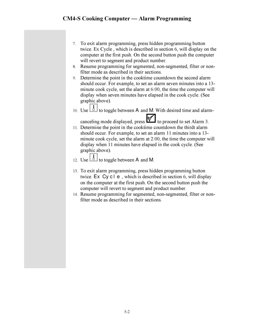 Frymaster cm45 s operation manual CM4-S Cooking Computer Alarm Programming 