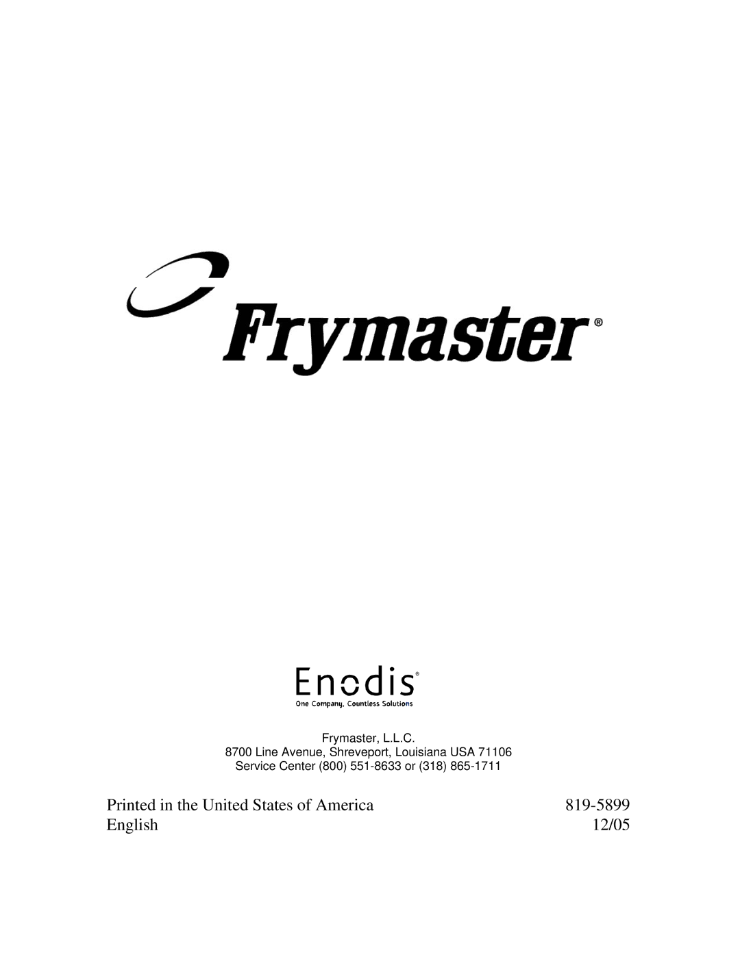 Frymaster cm45 s operation manual 819-5899 