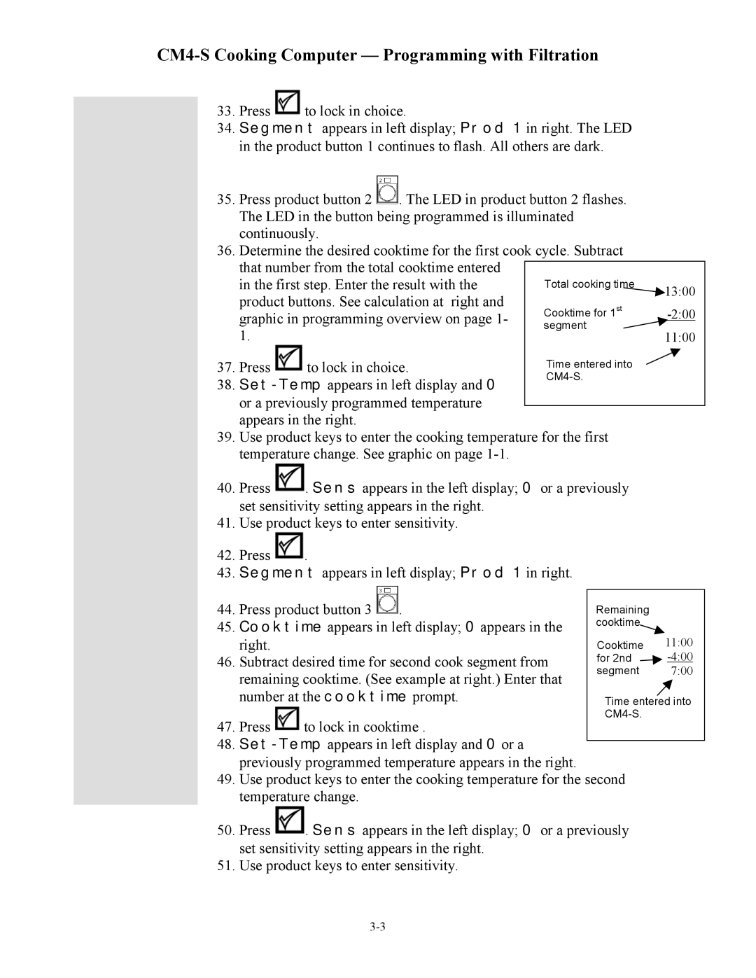 Frymaster cm45 s operation manual Product buttons. See calculation at right 